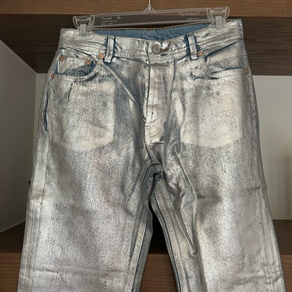 Free People Maggie Foil Jeans in Silver - Picture 3 of 7